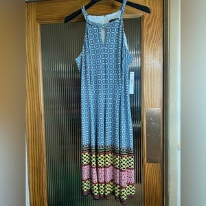 Multi color Maggie London braided neckline dress